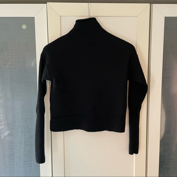 Aritzia Wilfred black merino wool mock-neck sweater crop top, small - Picture 2 of 7